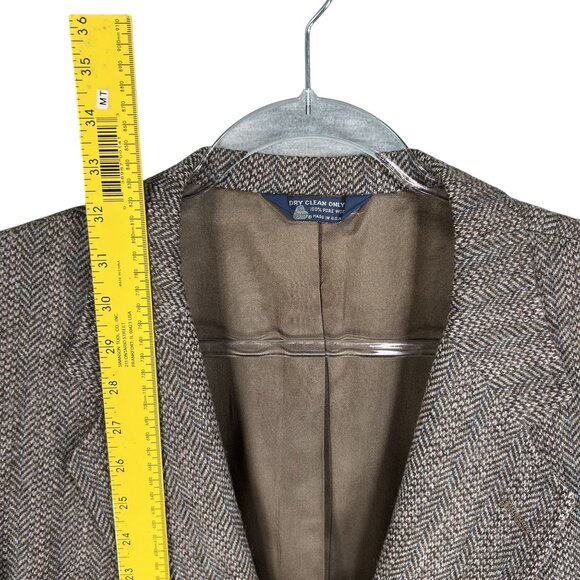 Vintage Kuppenheimer Mens 44R Herringbone Wool Blazer Jacket Brown Quiet Luxury - Picture 10 of 16